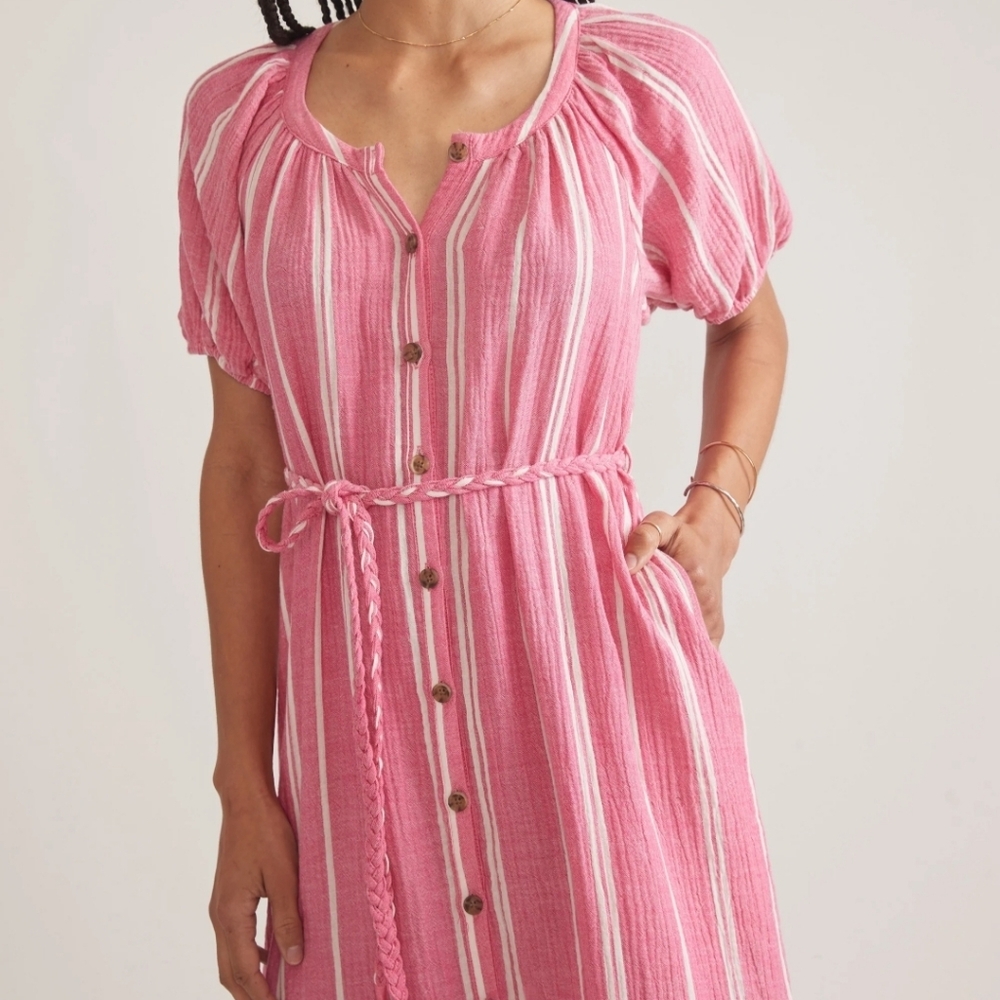 Marine Layer Erin Gauzey Shirt Dress S Midi Coastal‎ Travel Beach Resort